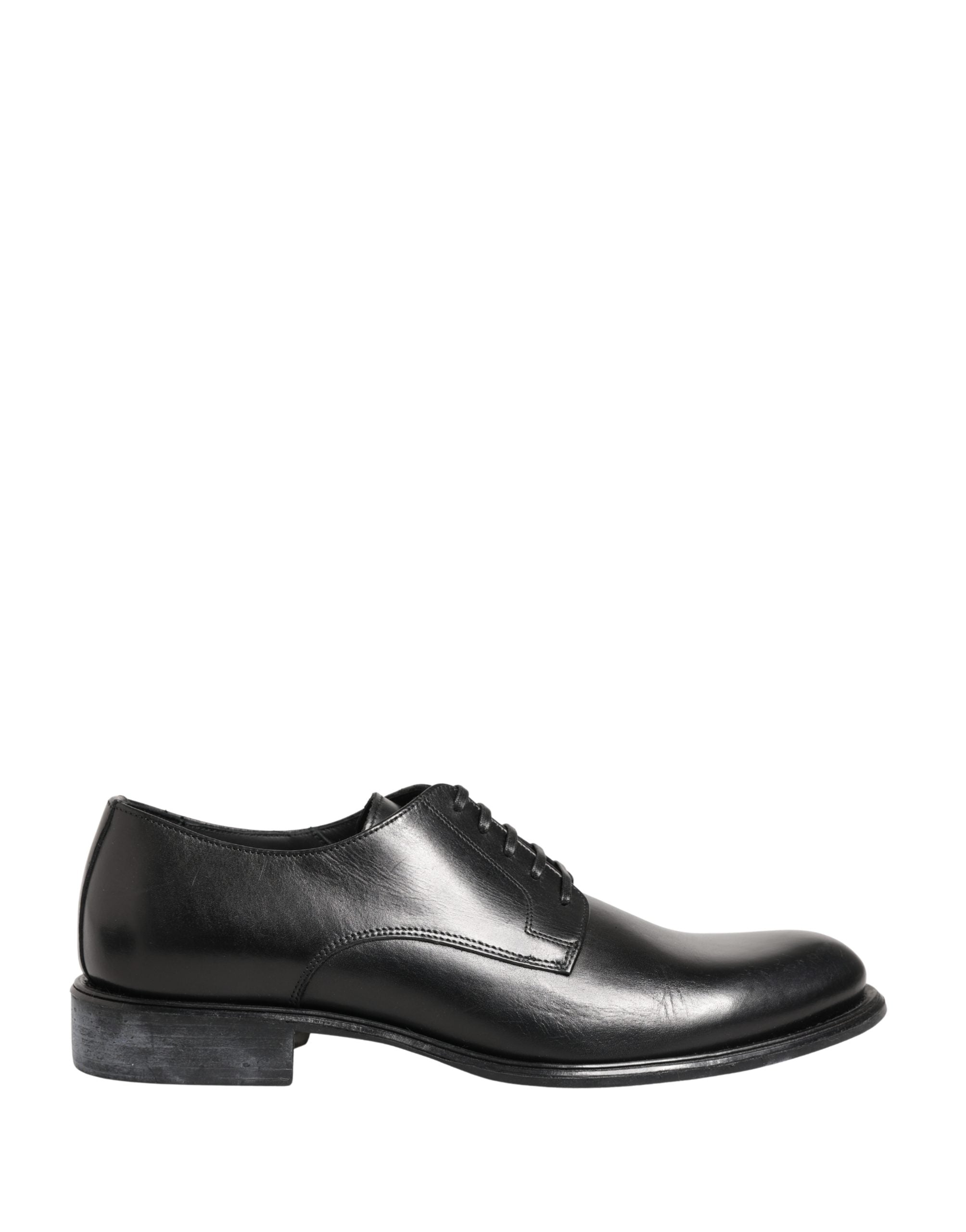 Dolce & Gabbana Black Calfskin Leather Derby Men Dress Men's Shoes (Pre-Owned)