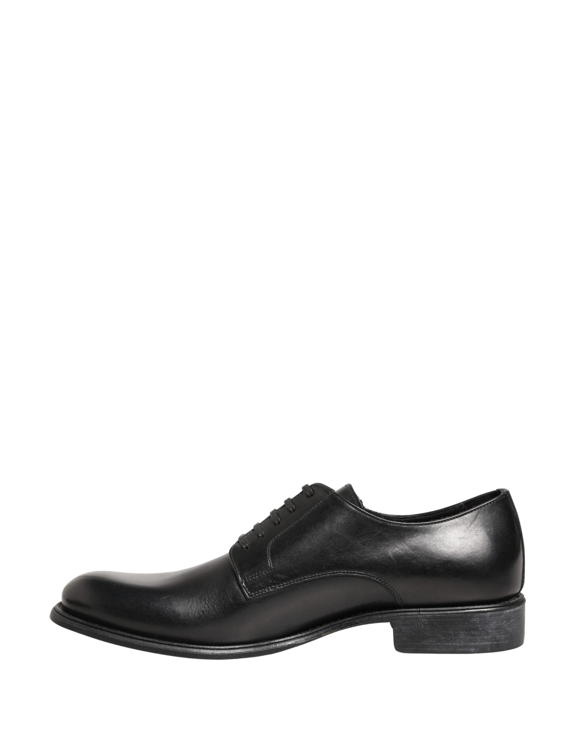 Dolce & Gabbana Black Calfskin Leather Derby Men Dress Men's Shoes (Pre-Owned)