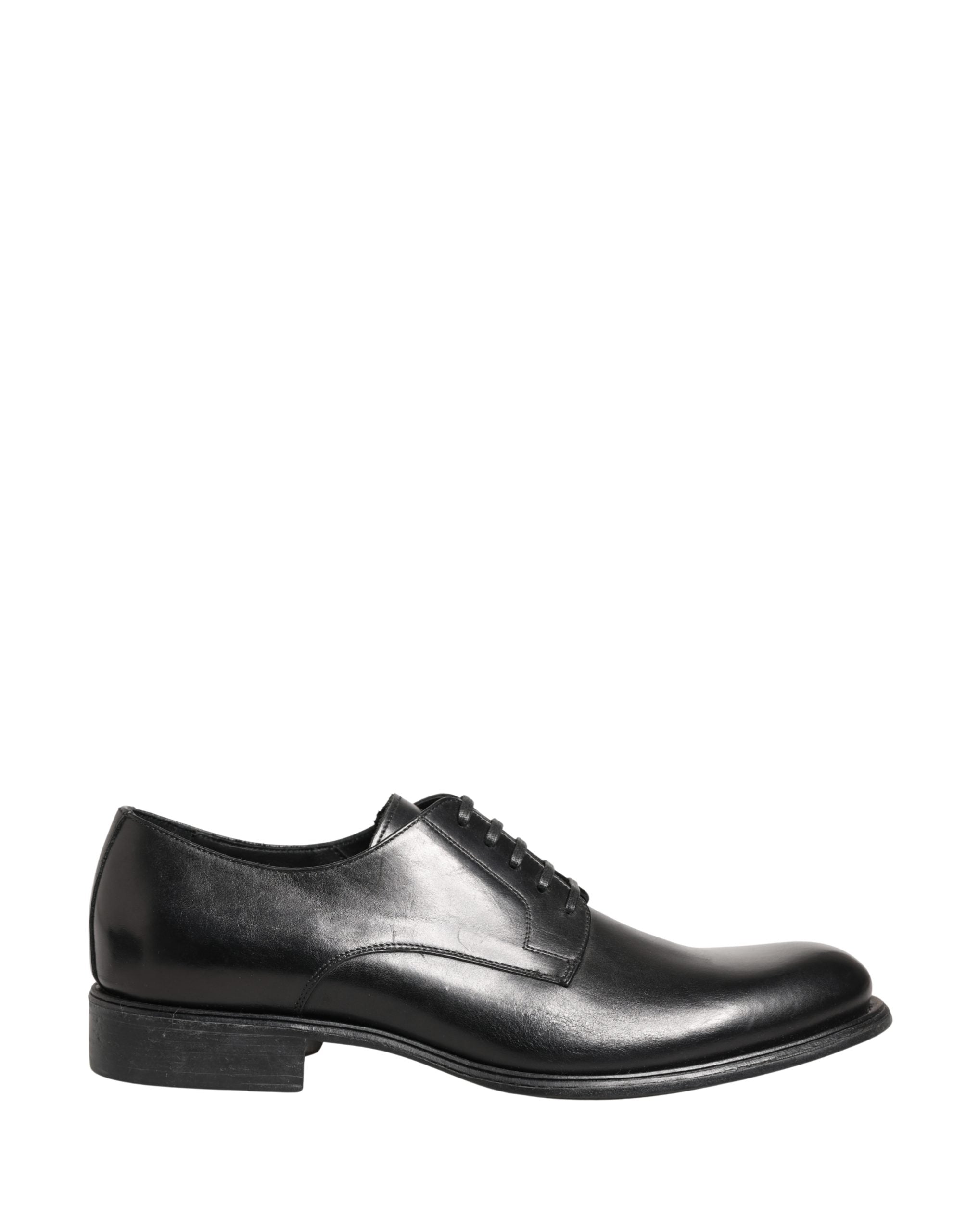 Dolce & Gabbana Black Calfskin Leather Derby Men Dress Men's Shoes (Pre-Owned)