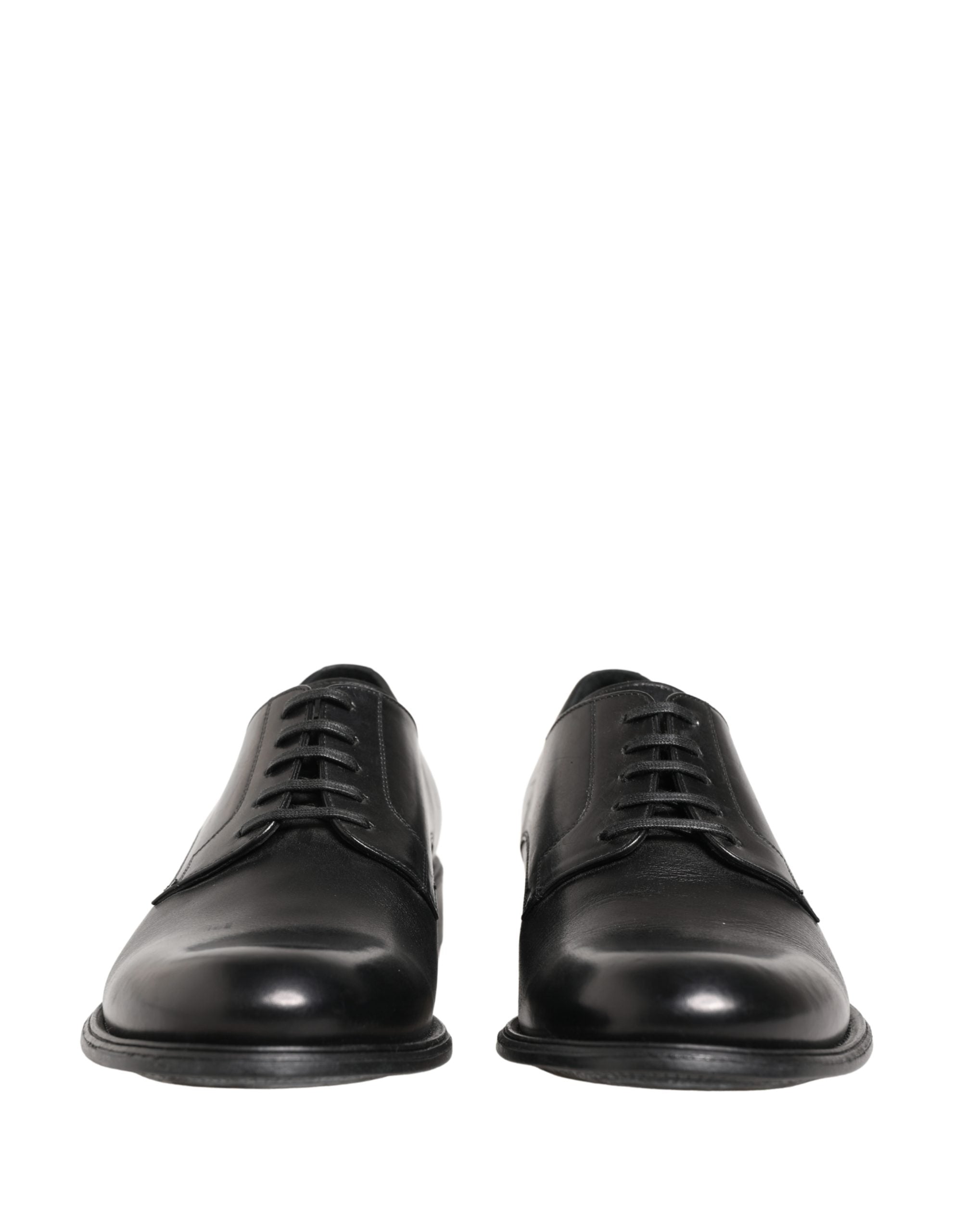 Dolce & Gabbana Black Calfskin Leather Derby Men Dress Men's Shoes (Pre-Owned)