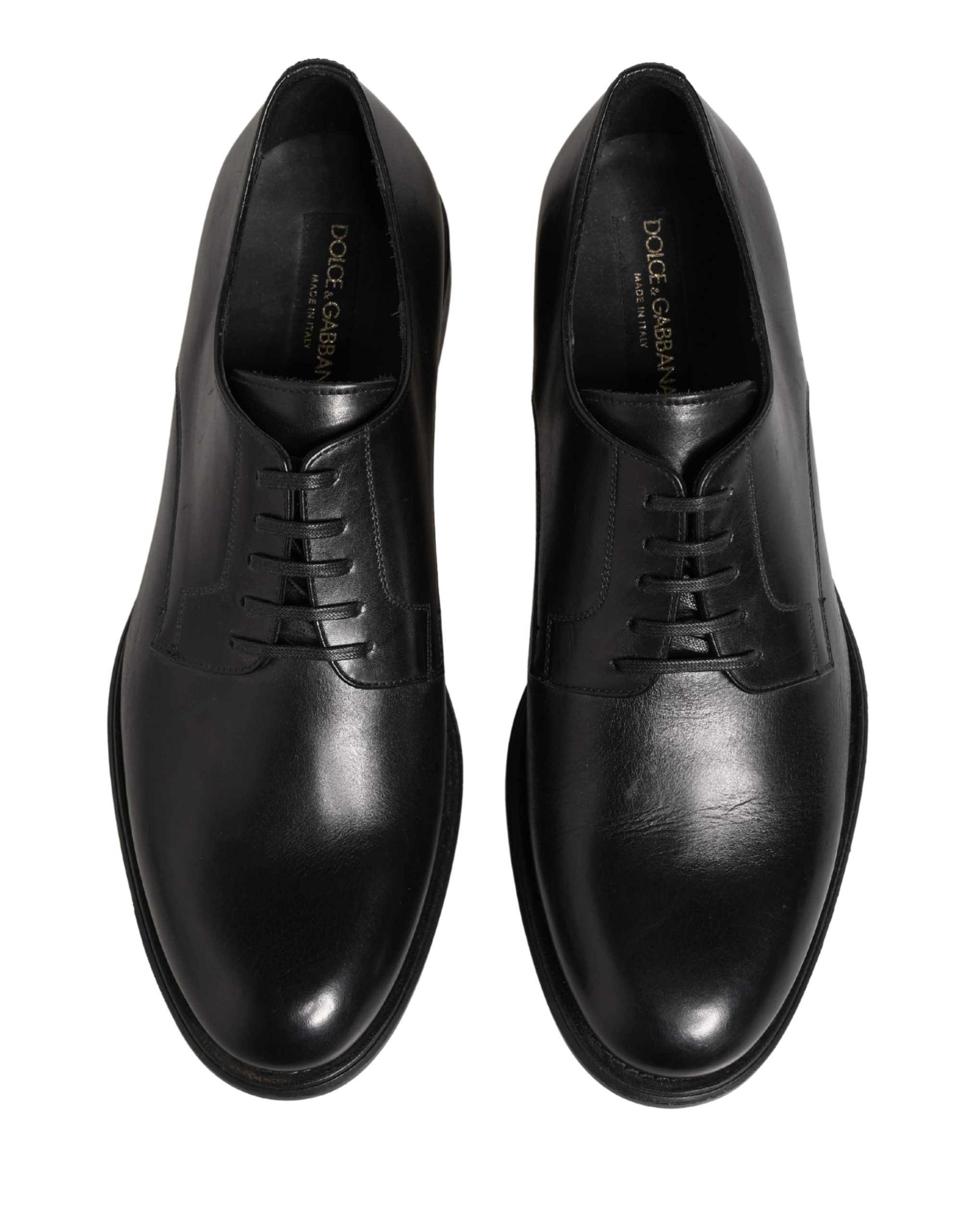 Dolce & Gabbana Black Calfskin Leather Derby Men Dress Men's Shoes (Pre-Owned)
