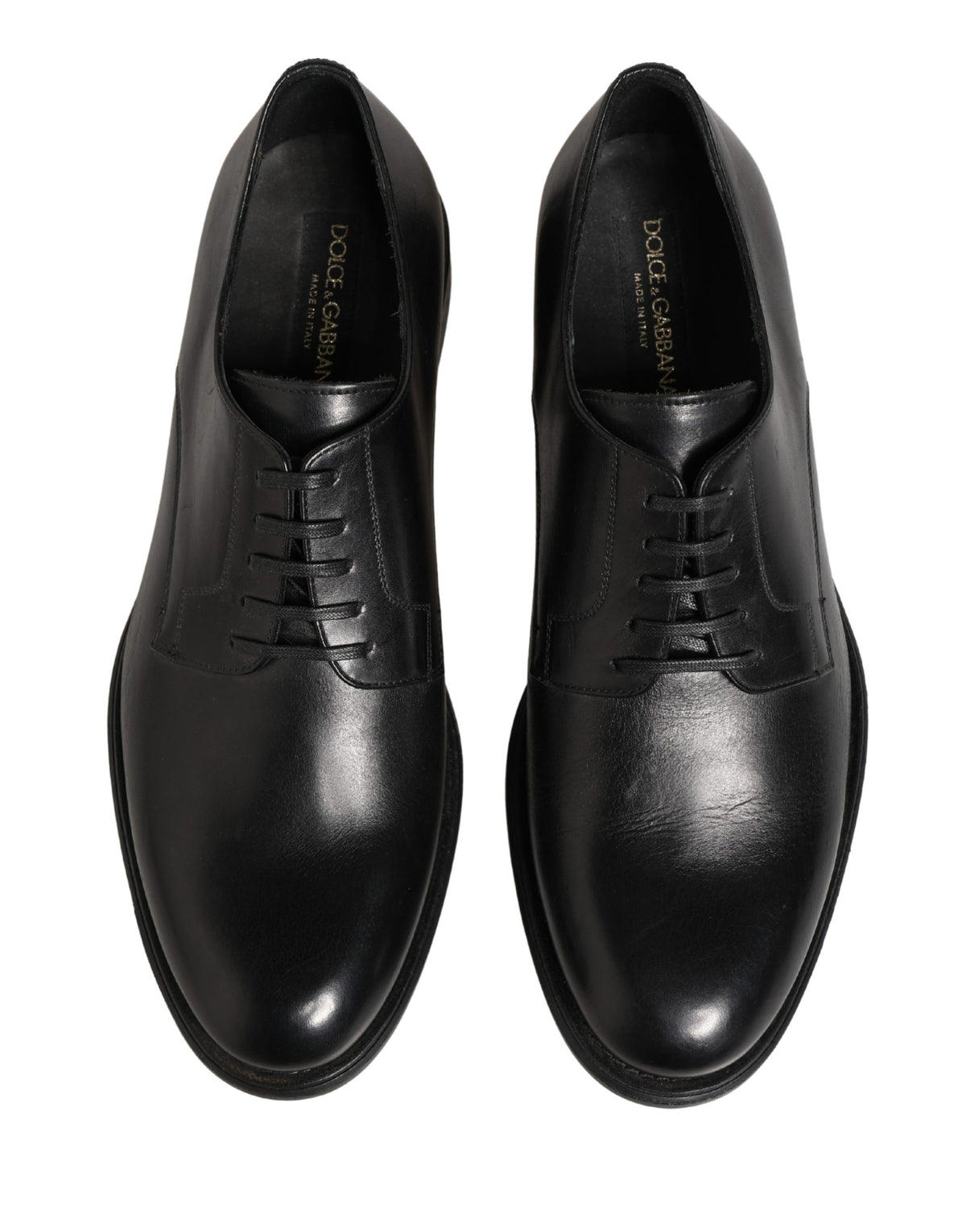 Dolce & Gabbana Black Calfskin Leather Derby Men Dress Men's Shoes (Pre-Owned)