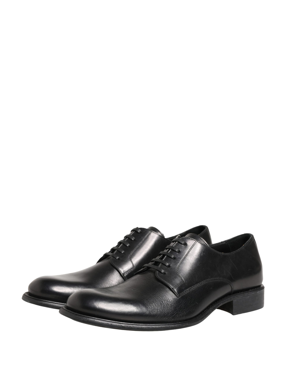 Dolce & Gabbana Black Calfskin Leather Derby Men Dress Men's Shoes (Pre-Owned)