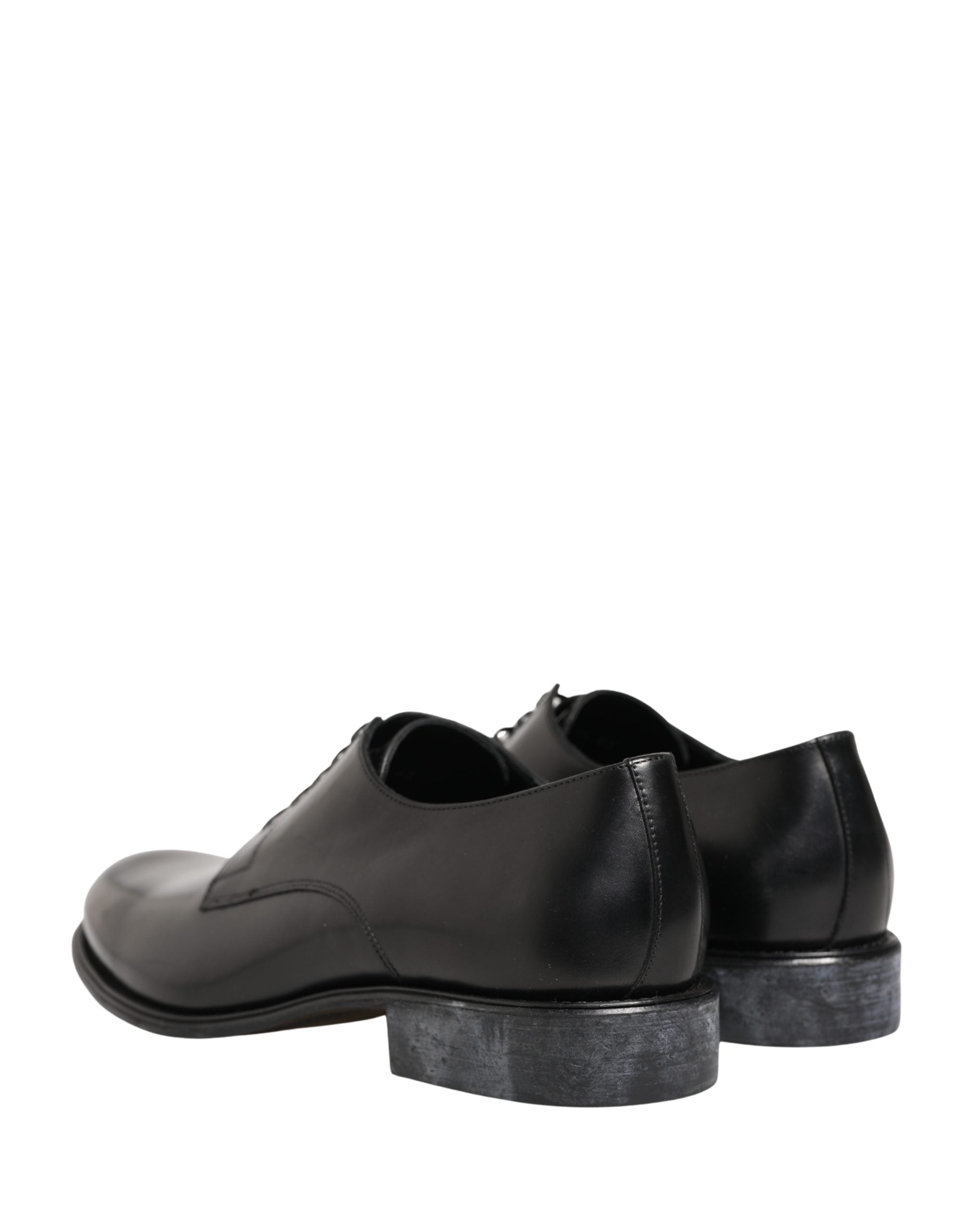 Dolce & Gabbana Black Calfskin Leather Derby Men Dress Men's Shoes (Pre-Owned)