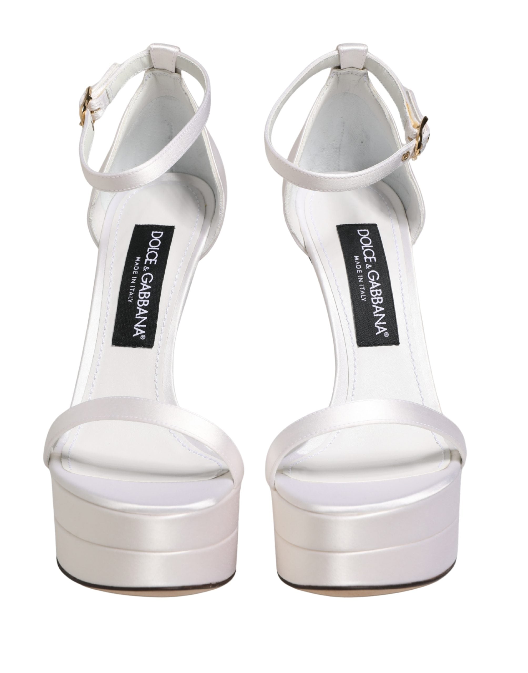 Dolce & Gabbana White Platform Ankle Strap Sandals Women's Shoes