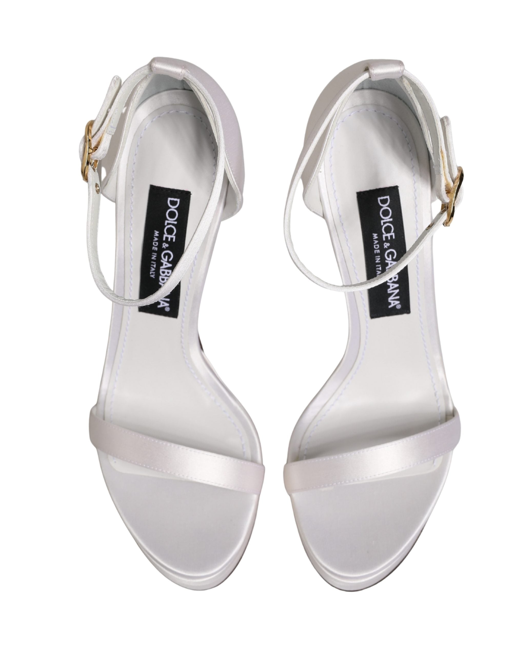 Dolce & Gabbana White Platform Ankle Strap Sandals Women's Shoes