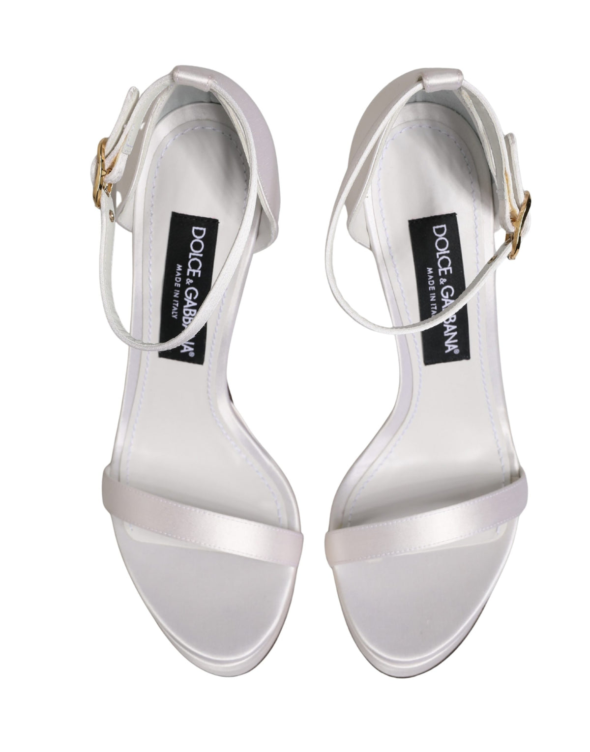 Dolce & Gabbana White Platform Ankle Strap Sandals Women's Shoes