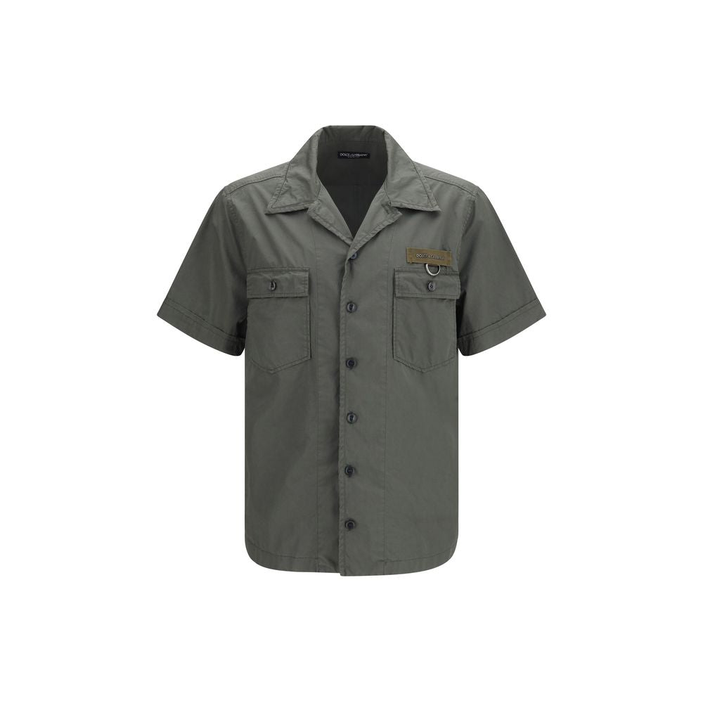 Dolce & Gabbana Gray Cotton Shortsleeve Men's Shirt