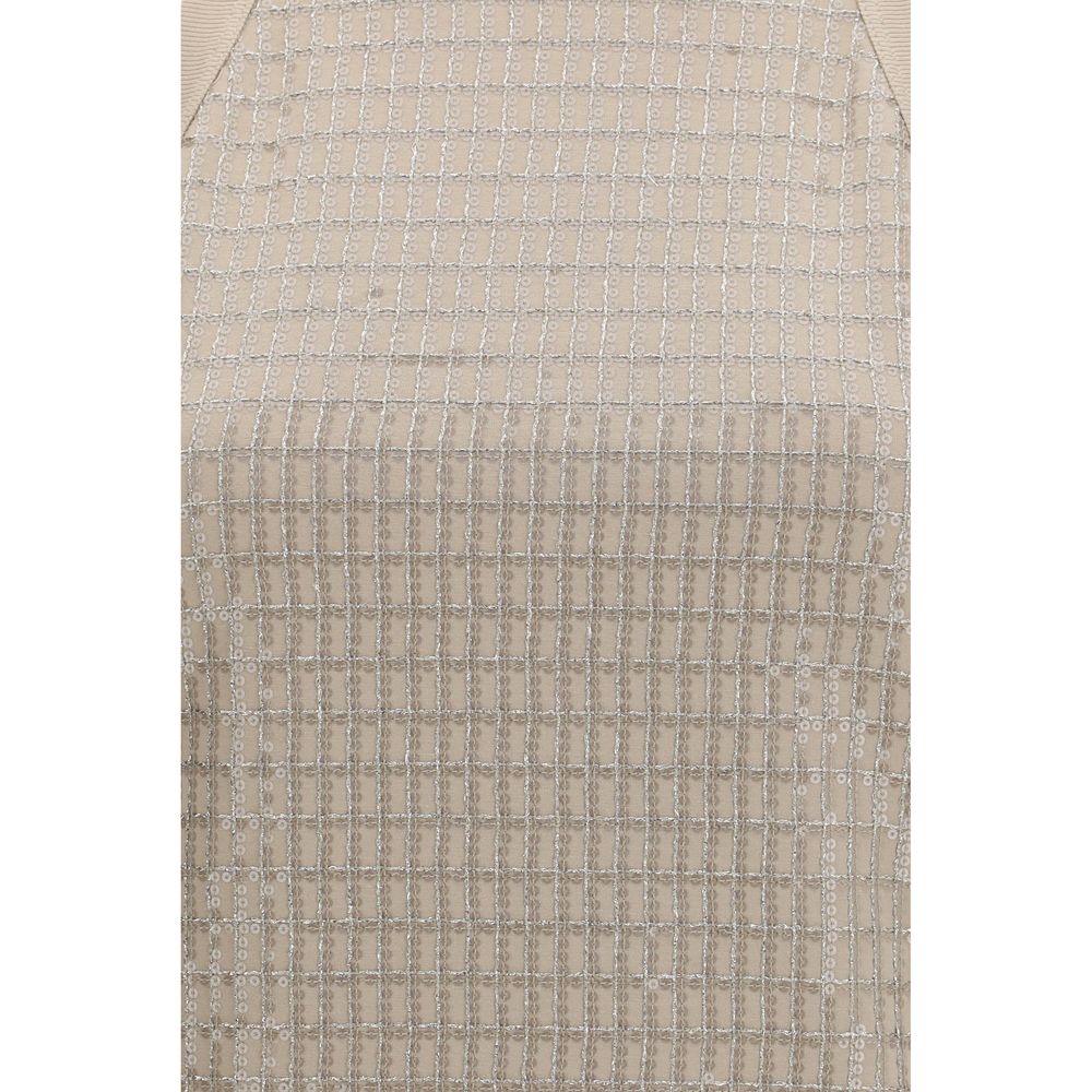 Brunello Cucinelli Beige Cotton Sleeveles Women's T-Shirt