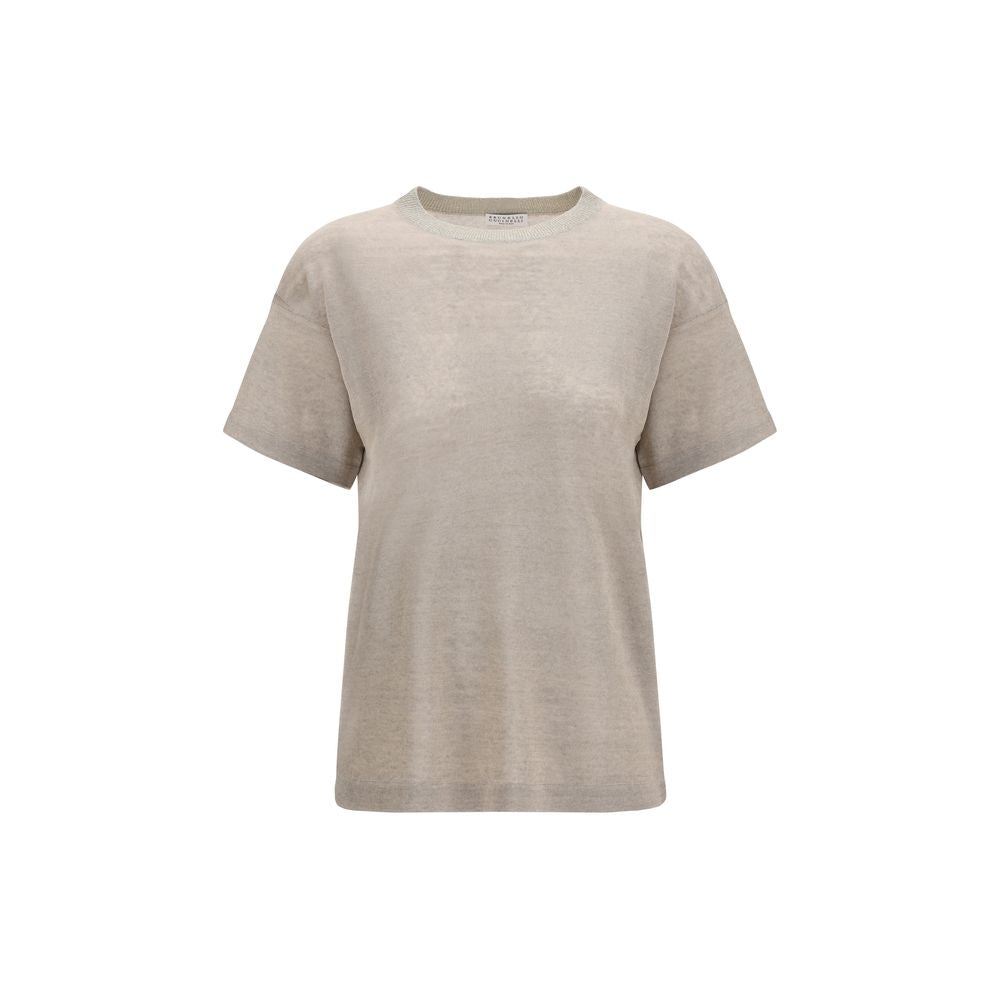 Brunello Cucinelli Beige Linen Women's T-Shirt