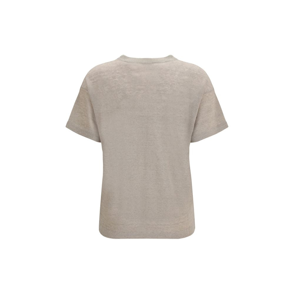 Brunello Cucinelli Beige Linen Women's T-Shirt