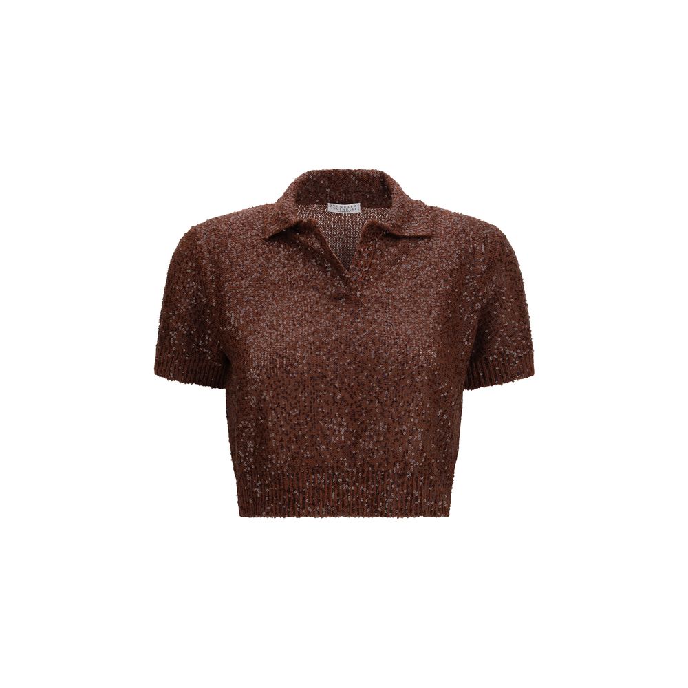 Brunello Cucinelli Bordeaux Linen Pattern Women's Shirt