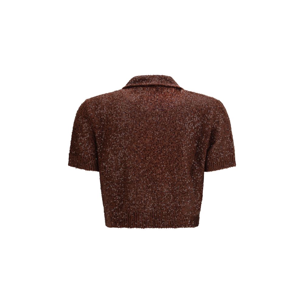 Brunello Cucinelli Bordeaux Linen Pattern Women's Shirt