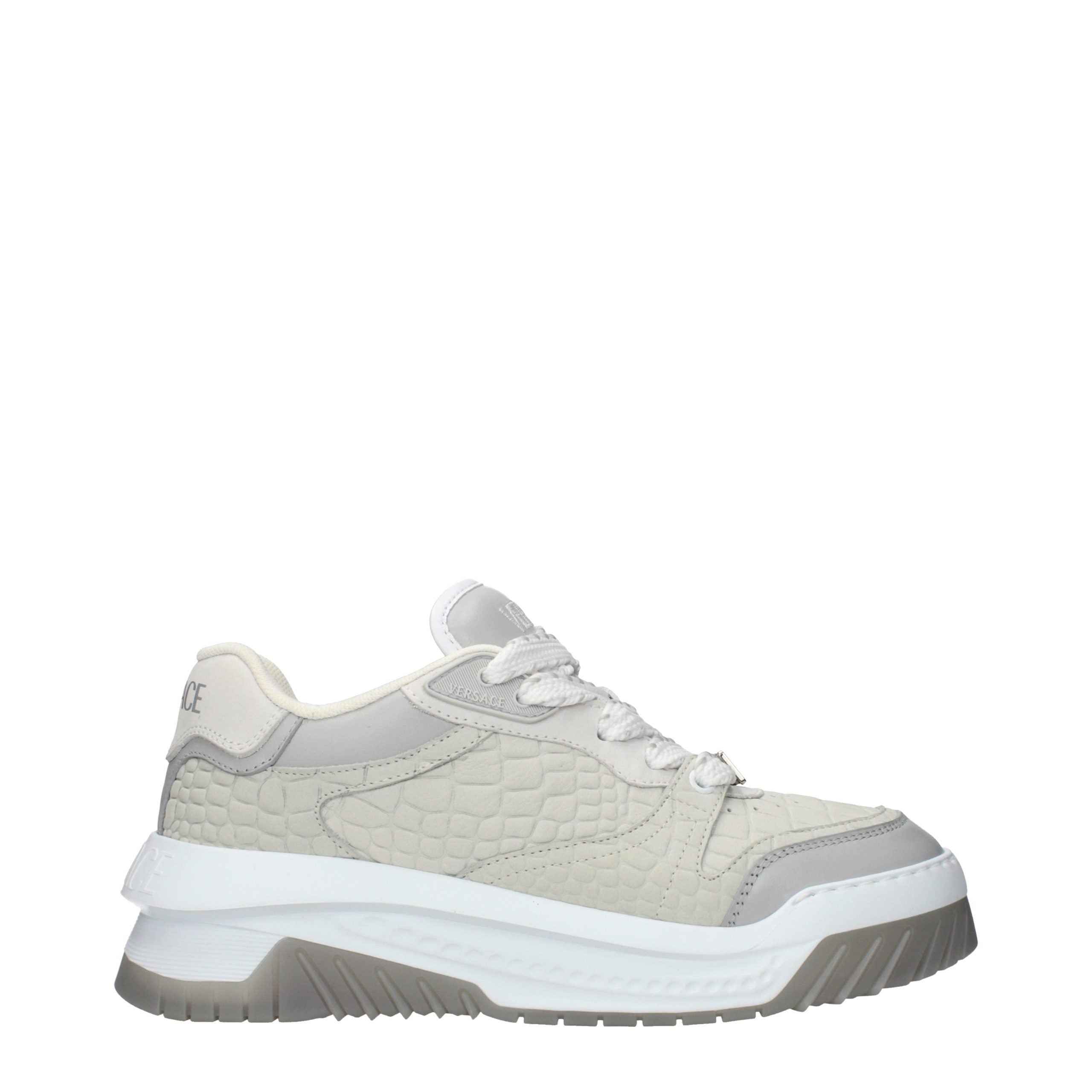 Versace Gray Leather Low Top Men's Sneakers