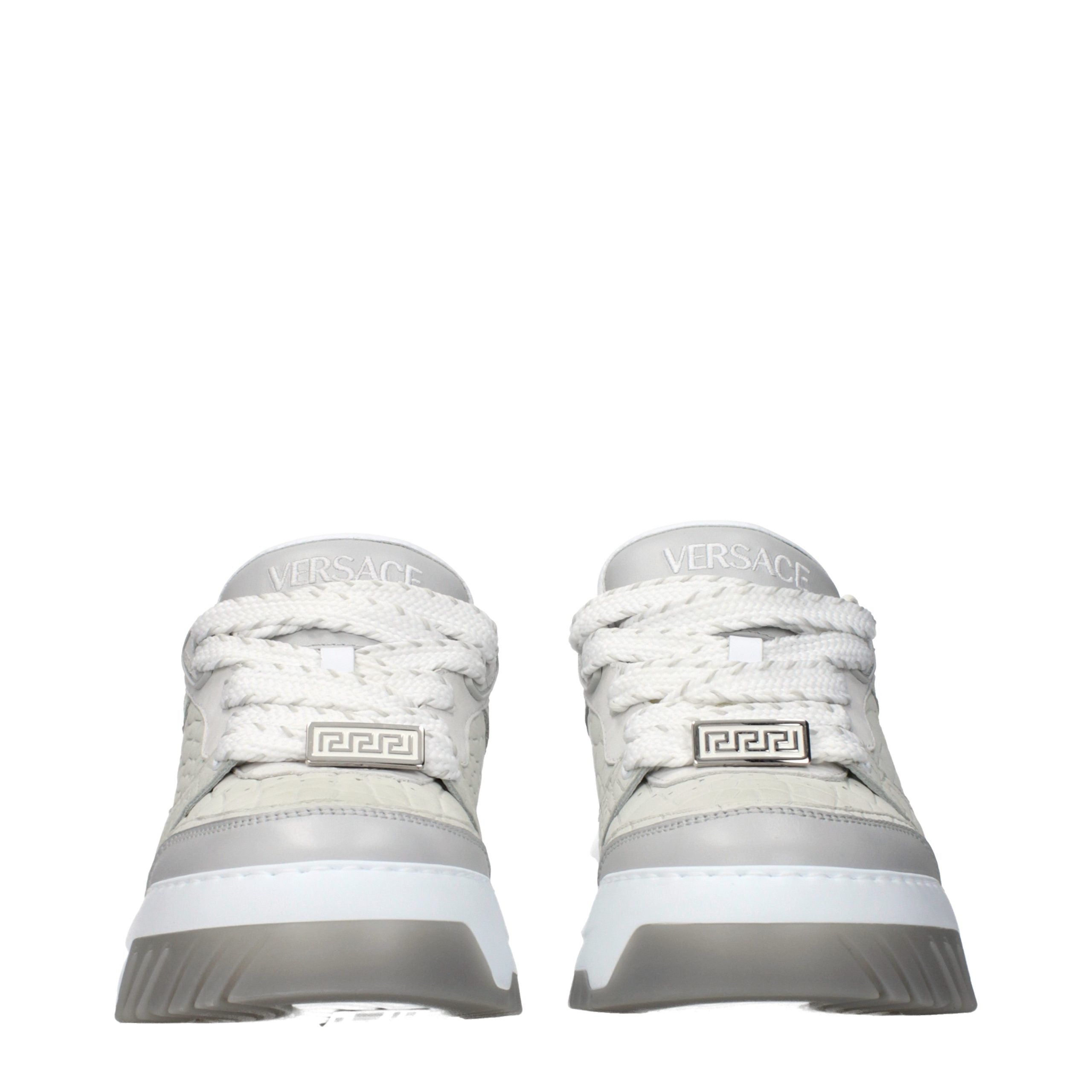 Versace Gray Leather Low Top Men's Sneakers