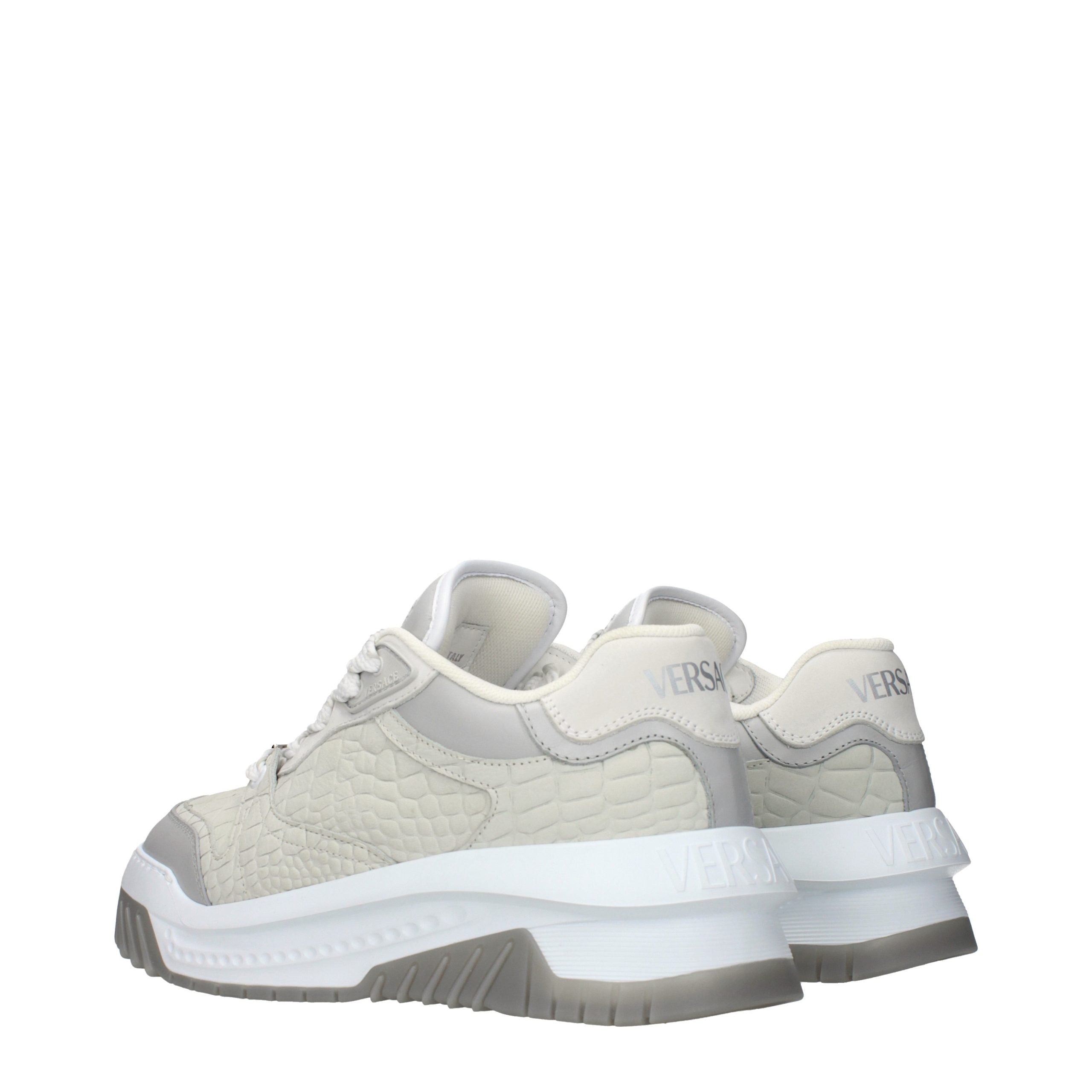 Versace Gray Leather Low Top Men's Sneakers