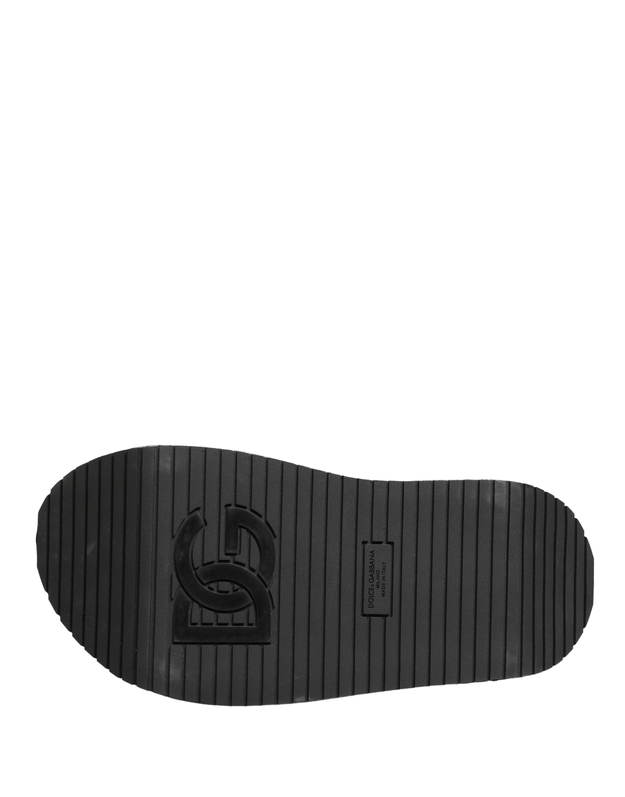 Dolce & Gabbana Gray Leather Monogram Logo Sandals Men's Shoes