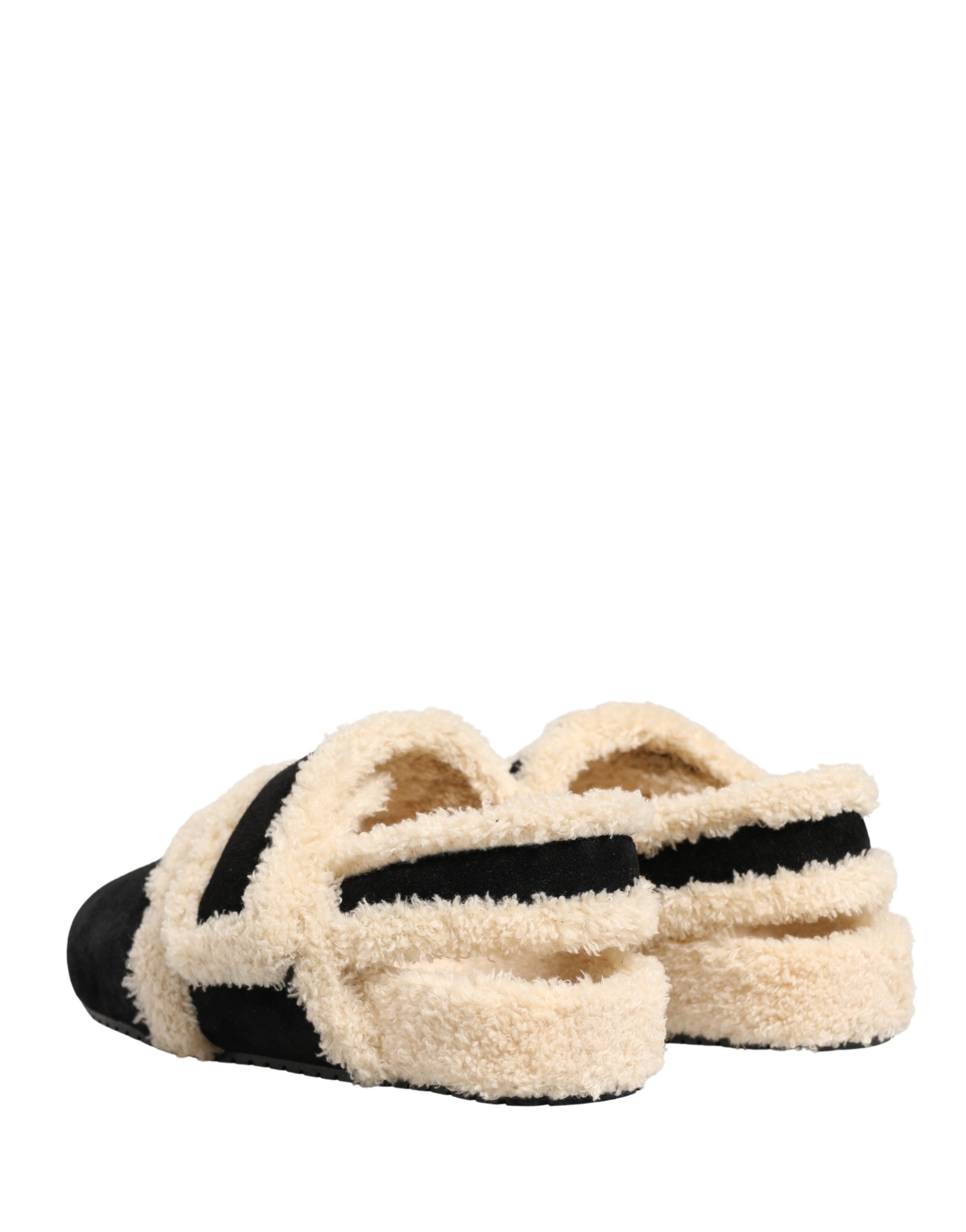 Dolce & Gabbana Beige Black Faux Fur Flats Men Sandals Men's Shoes