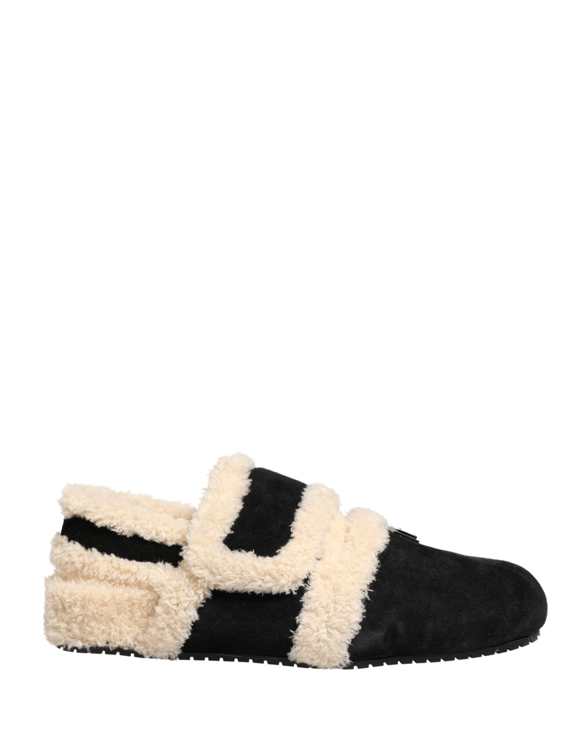Dolce & Gabbana Beige Black Faux Fur Flats Men Sandals Men's Shoes