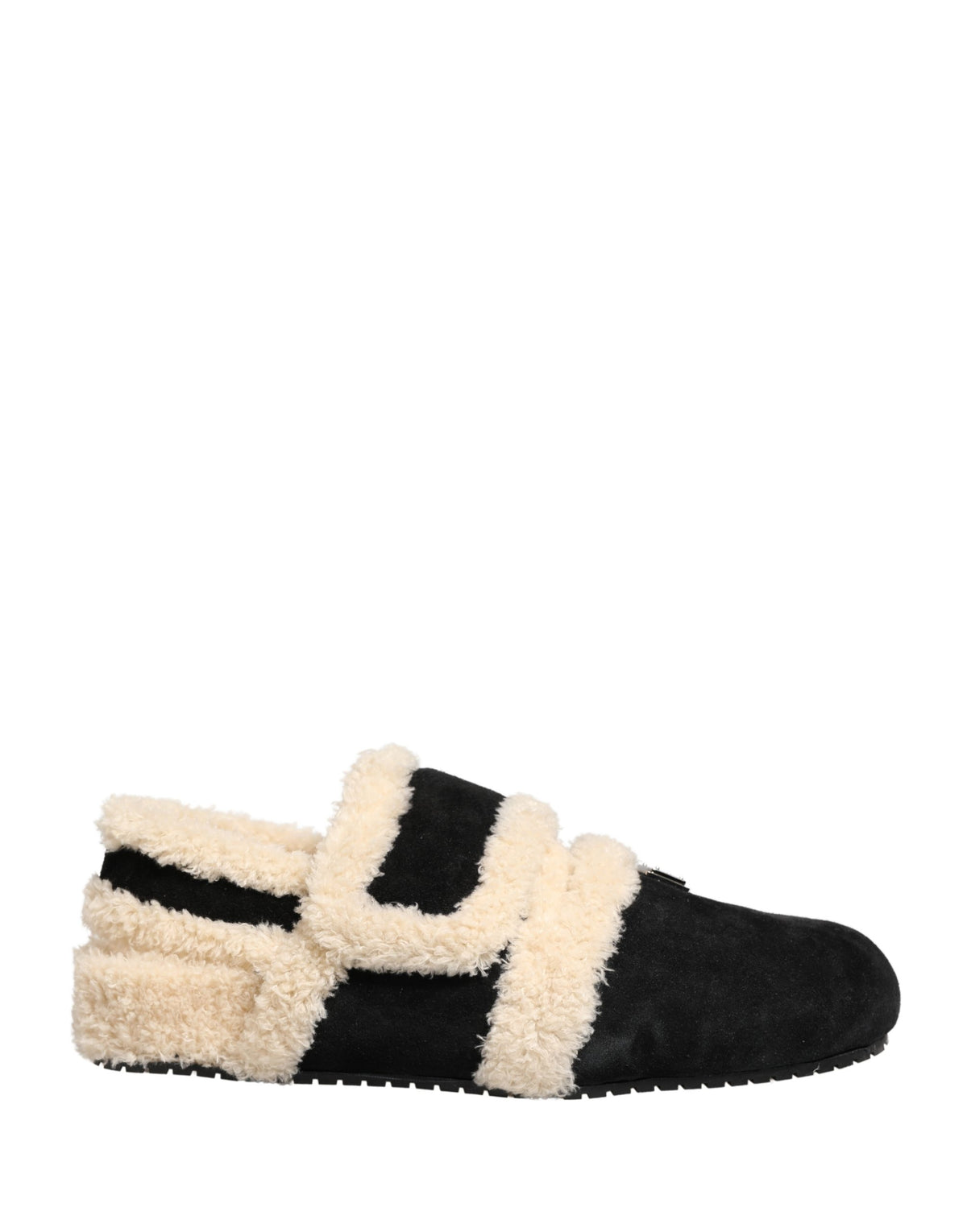 Dolce & Gabbana Beige Black Faux Fur Flats Men Sandals Men's Shoes