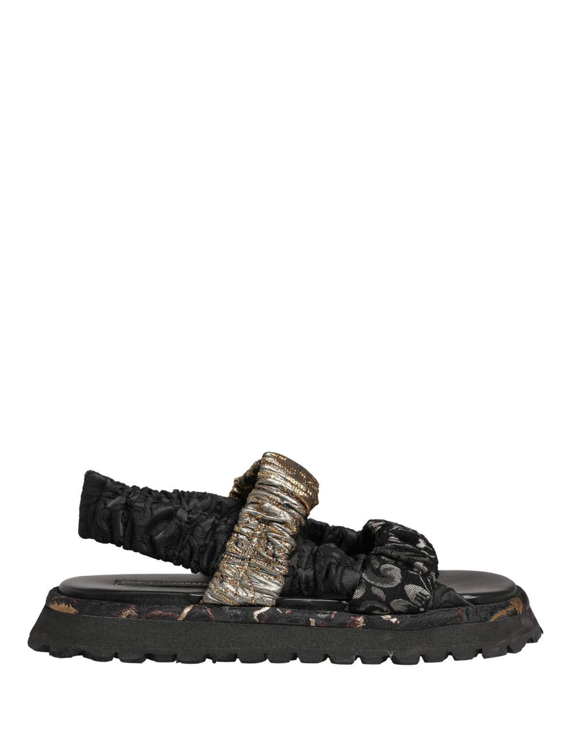 Dolce & Gabbana Black Ruching Detail Flats Men Sandals Men's Shoes