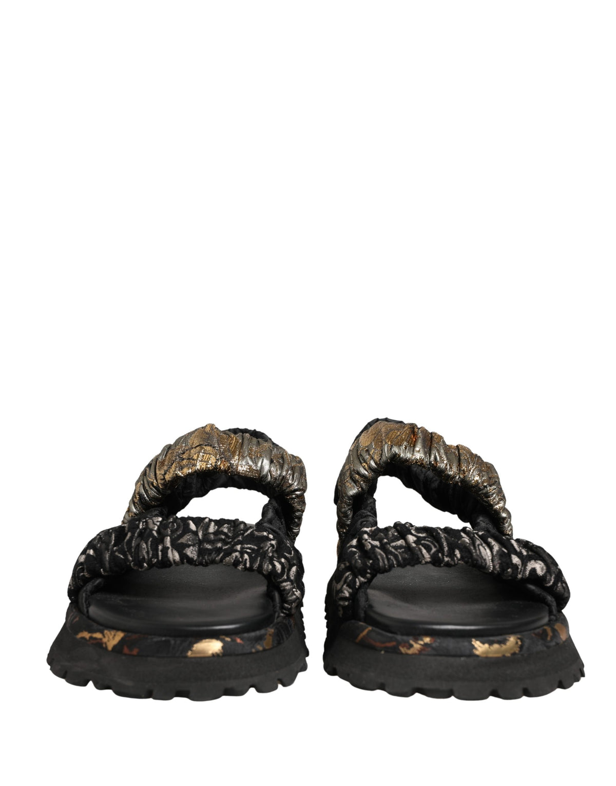 Dolce & Gabbana Black Ruching Detail Flats Men Sandals Men's Shoes
