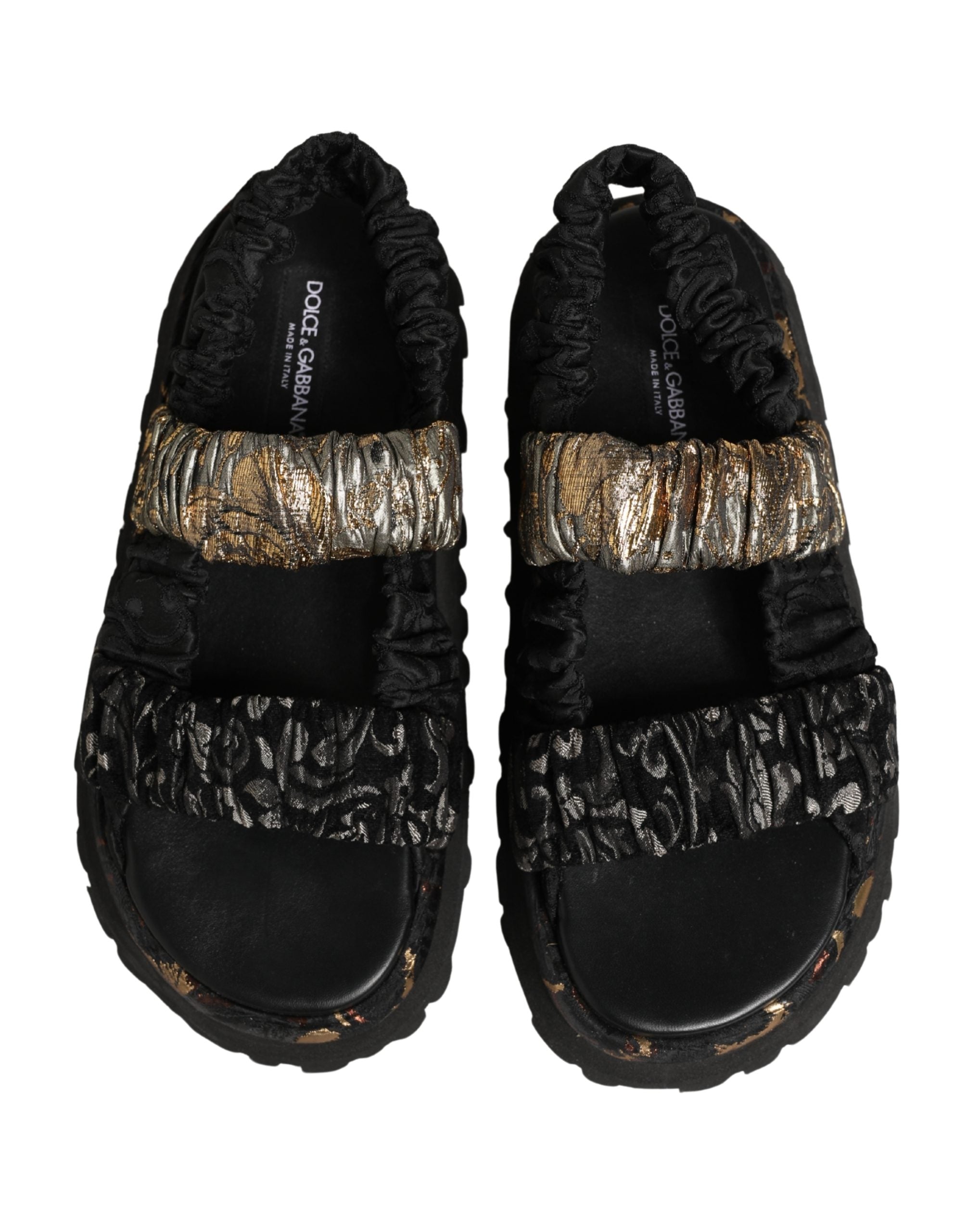 Dolce & Gabbana Black Ruching Detail Flats Men Sandals Men's Shoes