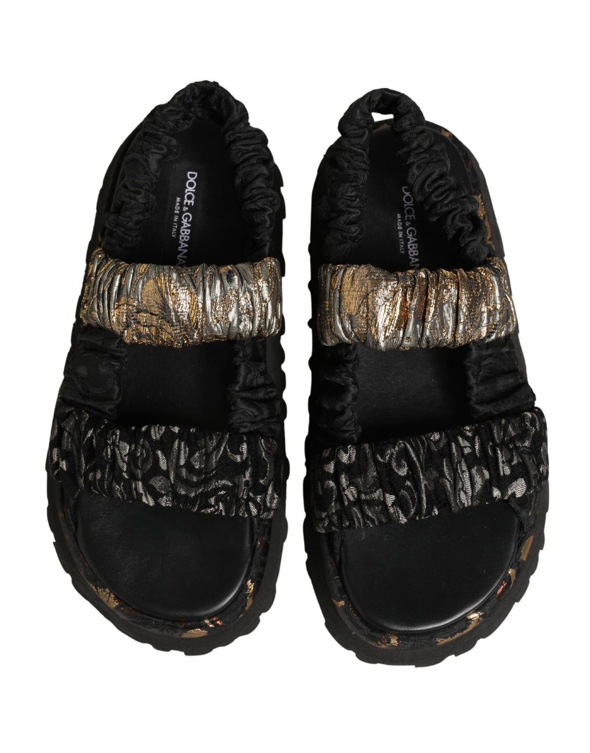 Dolce & Gabbana Black Ruching Detail Flats Men Sandals Men's Shoes