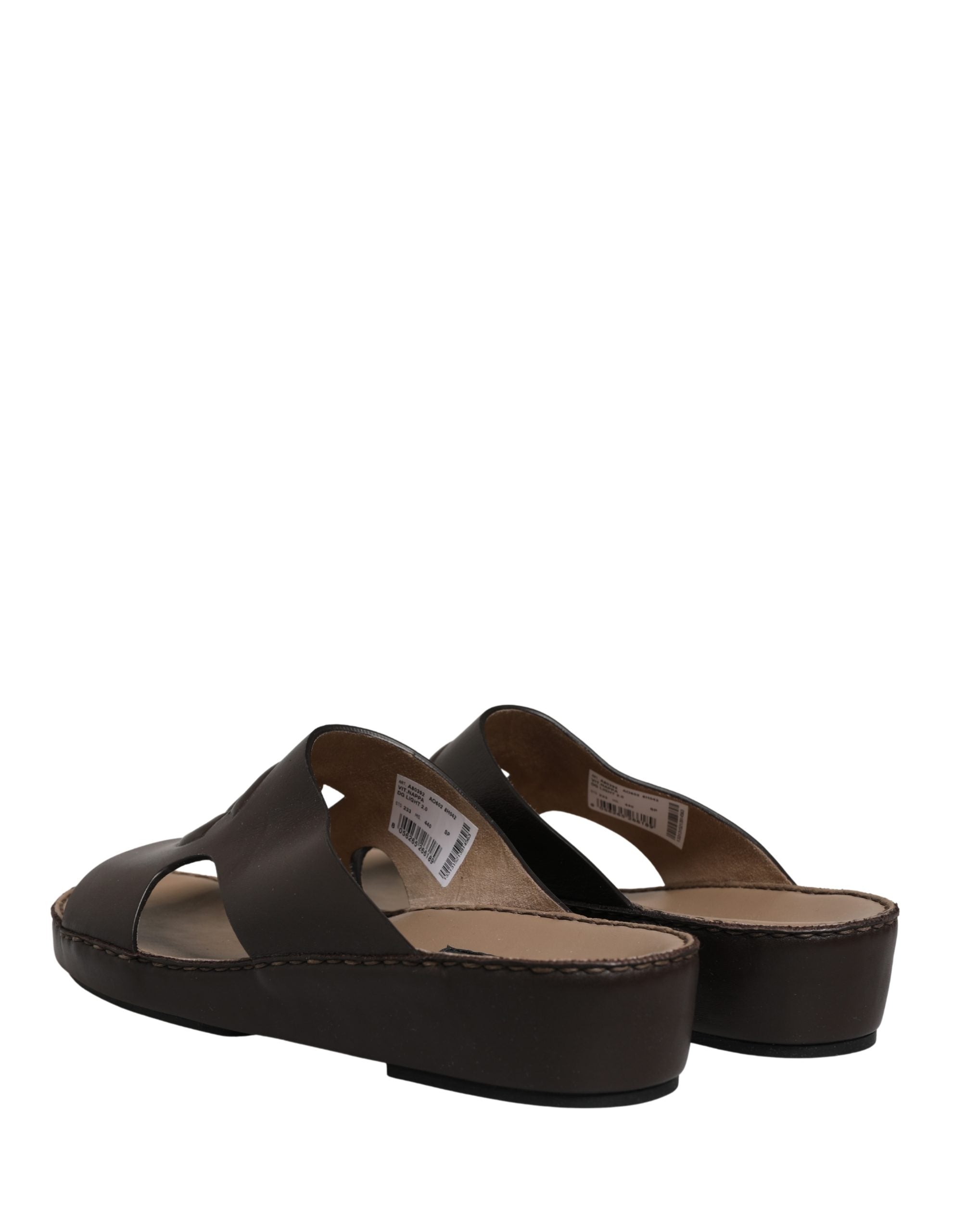 Dolce & Gabbana Brown Leather Cutout DG Logo Sandals Men's Shoes