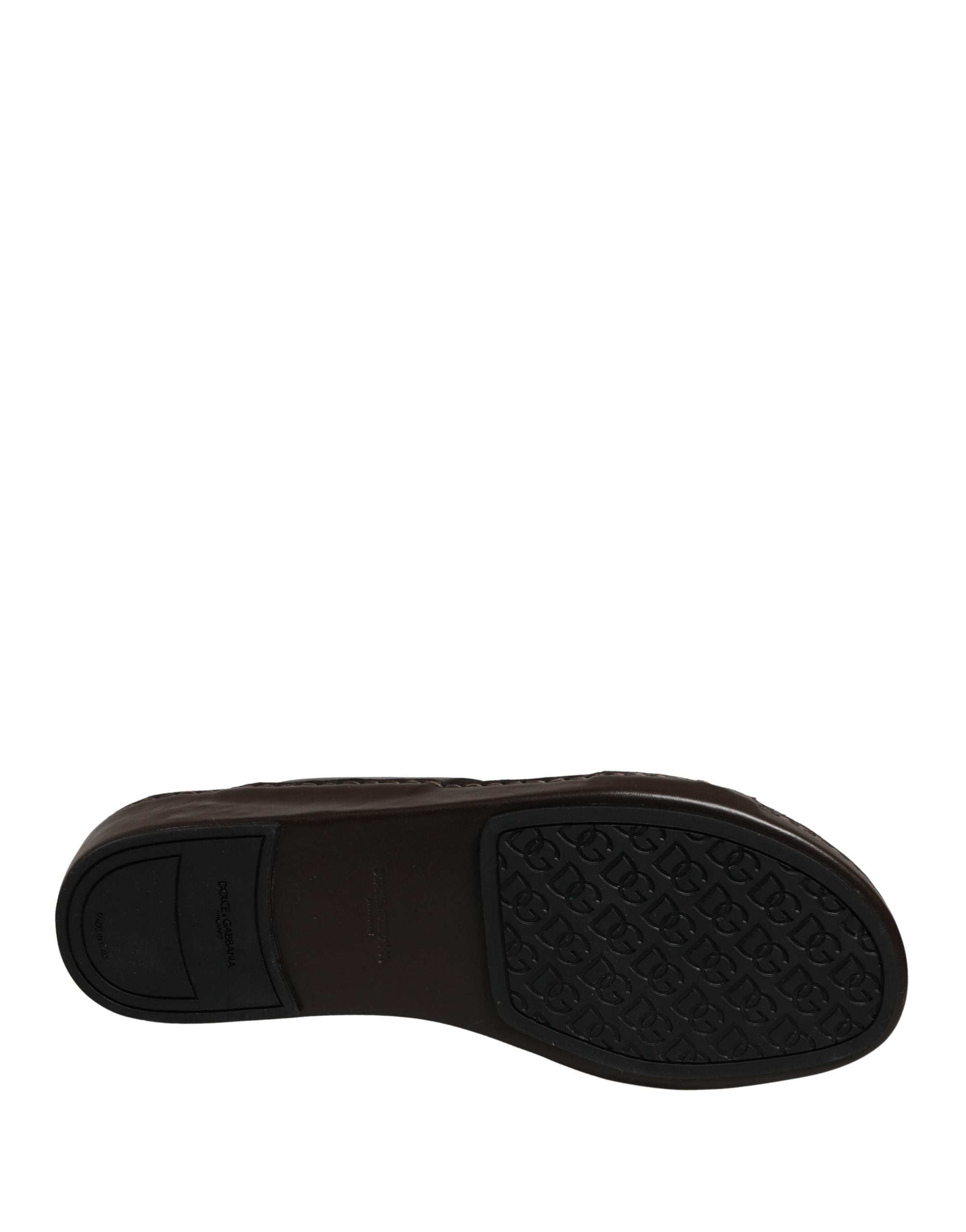 Dolce & Gabbana Brown Leather Cutout DG Logo Sandals Men's Shoes