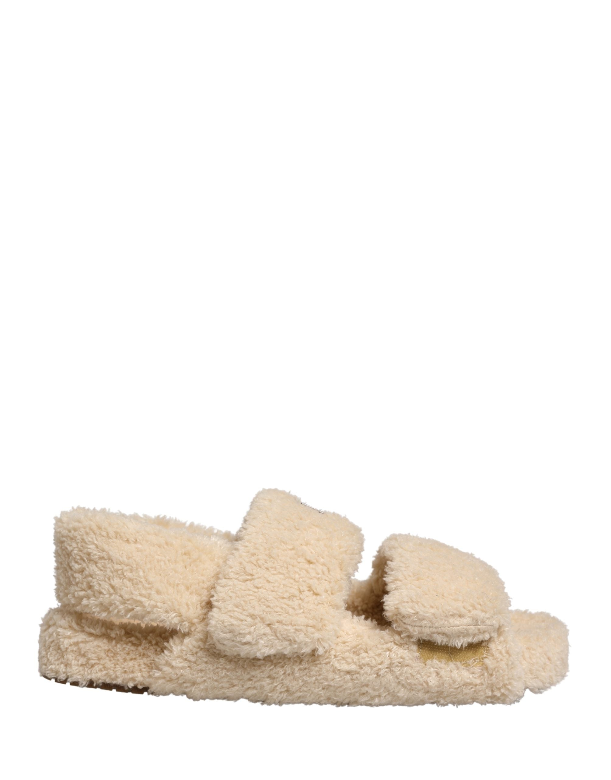 Dolce & Gabbana Beige Faux Fur Slides Men Flats Sandals Men's Shoes