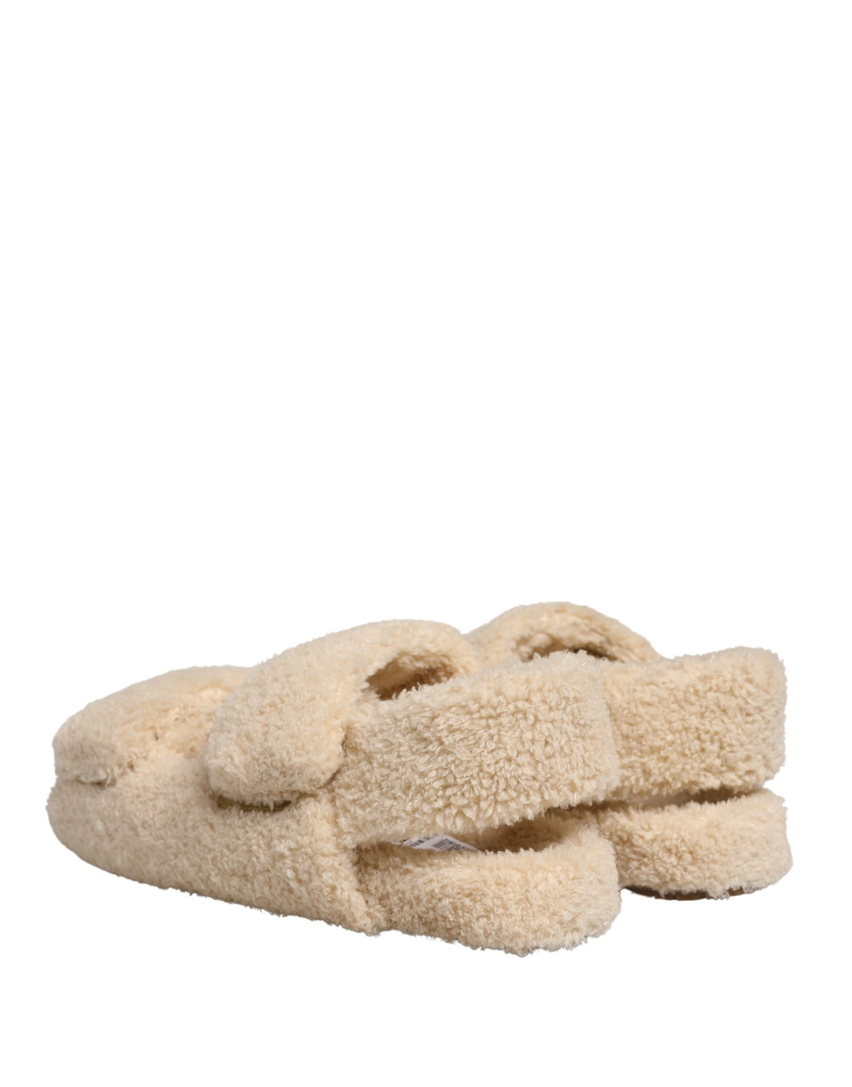 Dolce & Gabbana Beige Faux Fur Slides Men Flats Sandals Men's Shoes