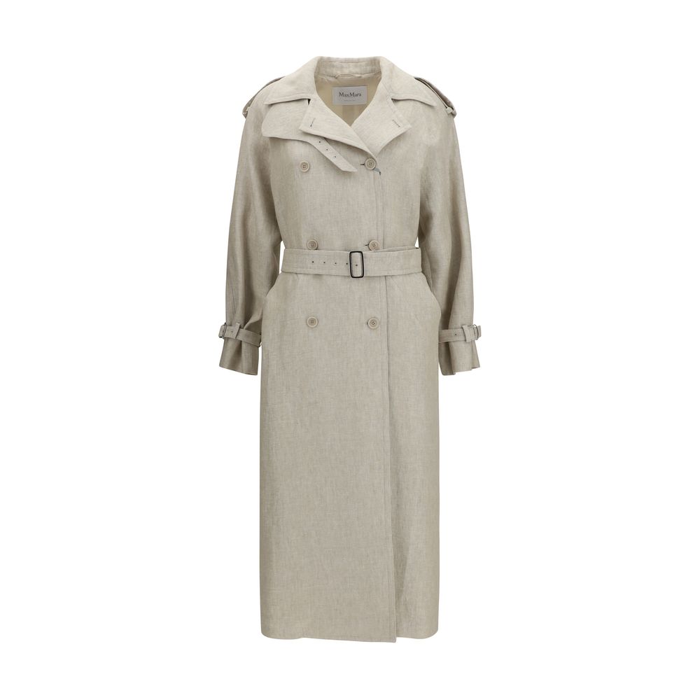 Max Mara Brown Linen Trench Women's Coat