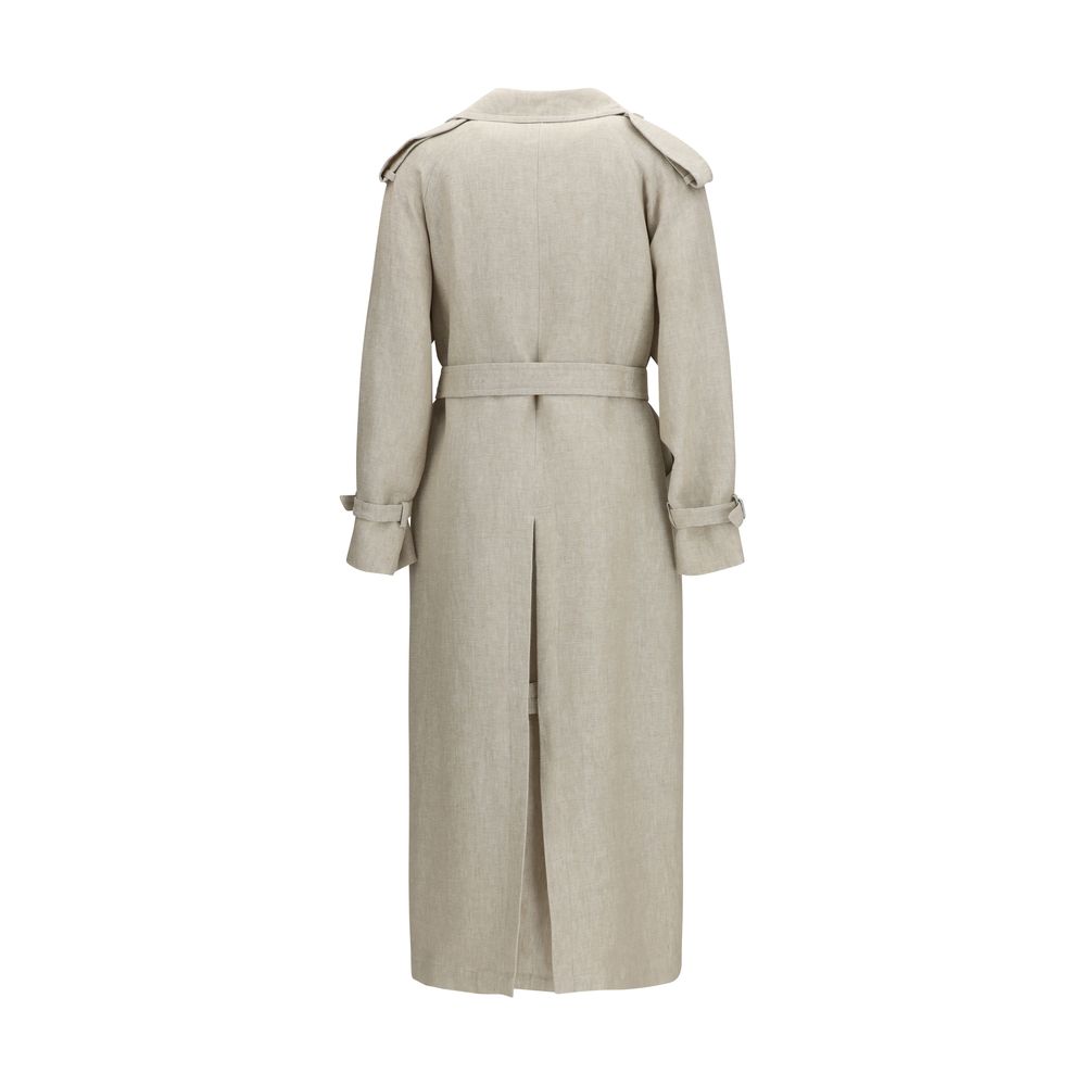 Max Mara Brown Linen Trench Women's Coat