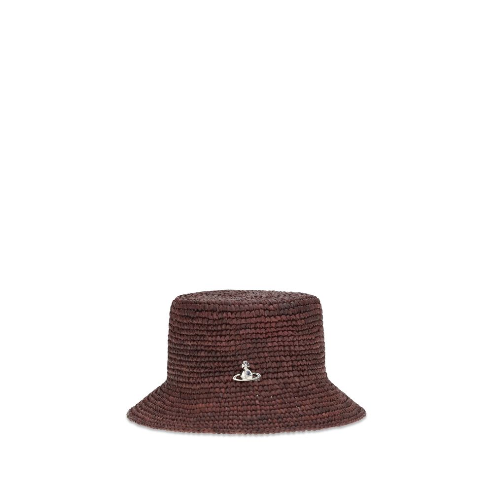 Vivienne Westwood Brown Raffia Bucket Women's Hat