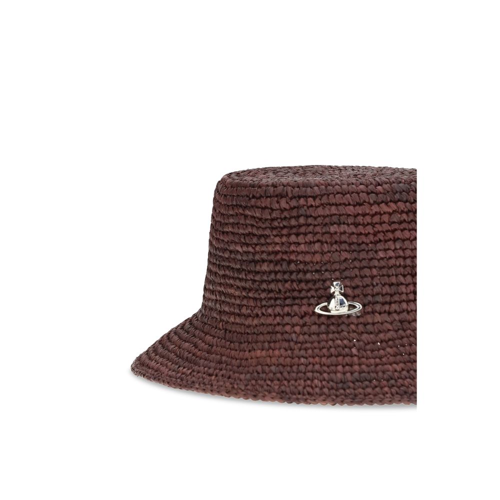 Vivienne Westwood Brown Raffia Bucket Women's Hat