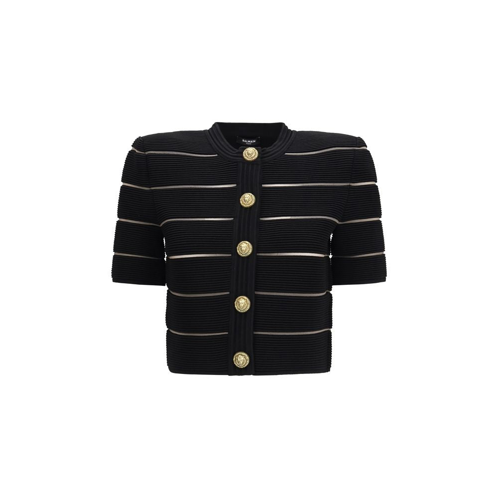 Balmain Black Viscose Women's Cardigan