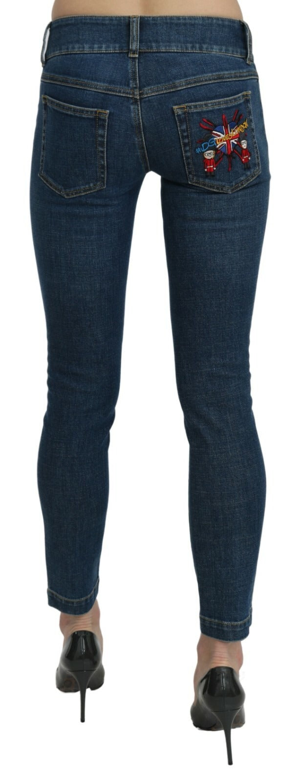 Dolce & Gabbana Blue Slim Fit Cropped Mid Waist Denim Women's Jeans