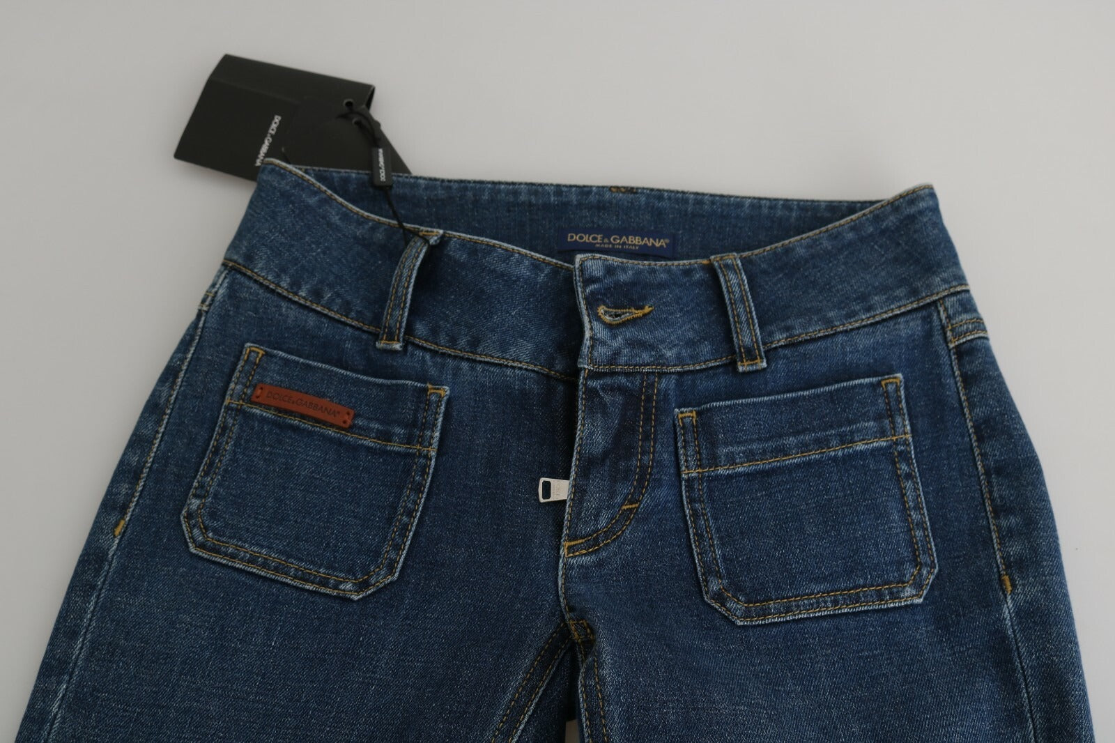 Dolce & Gabbana Blue Slim Fit Cropped Mid Waist Denim Women's Jeans