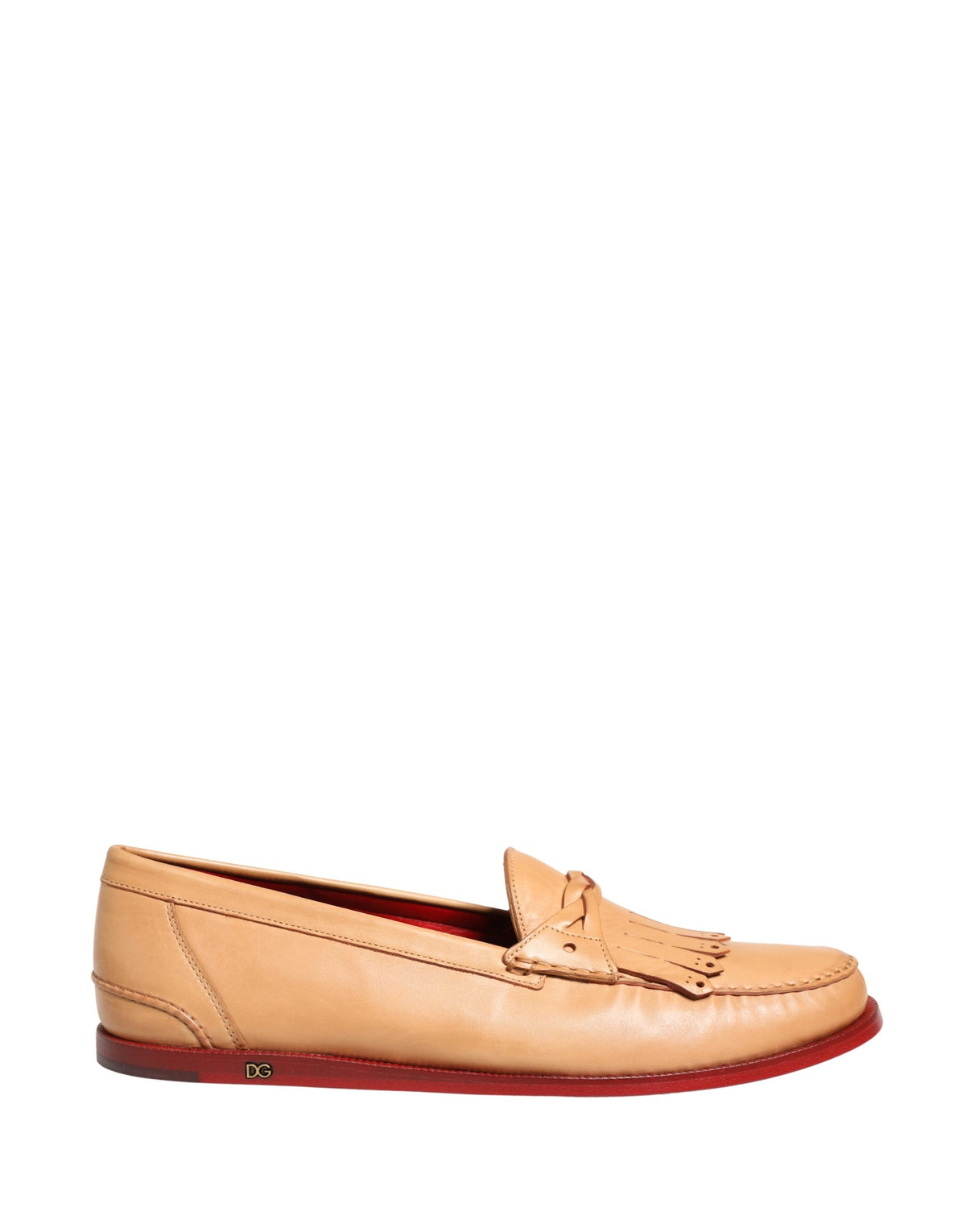 Dolce & Gabbana Beige Tassel Leather Men Slip On Loafers Men's Shoes