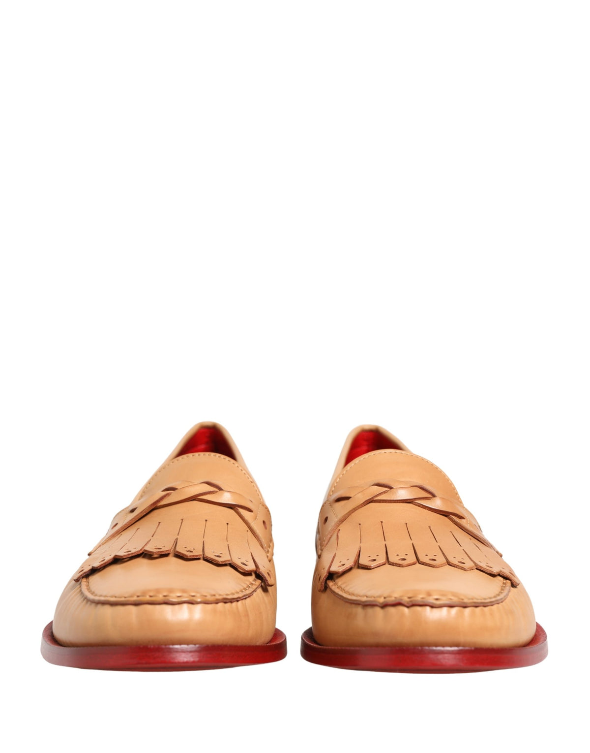 Dolce & Gabbana Beige Tassel Leather Men Slip On Loafers Men's Shoes
