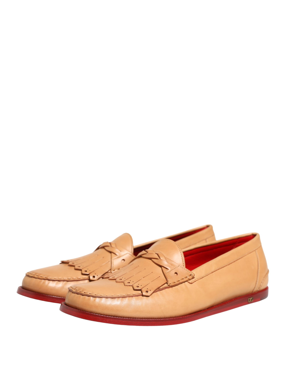 Dolce & Gabbana Beige Tassel Leather Men Slip On Loafers Men's Shoes