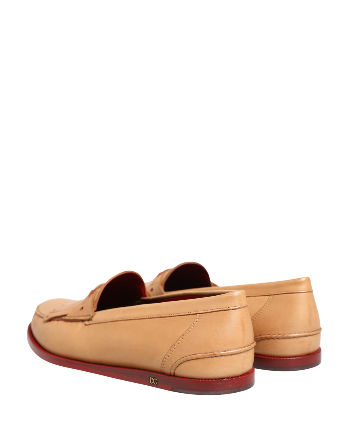 Dolce & Gabbana Beige Tassel Leather Men Slip On Loafers Men's Shoes