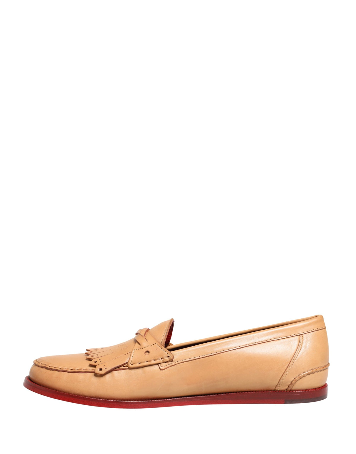 Dolce & Gabbana Beige Tassel Leather Men Slip On Loafers Men's Shoes