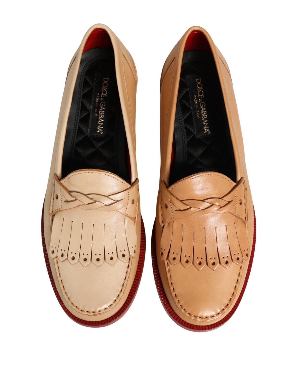 Dolce & Gabbana Beige Tassel Leather Men Slip On Loafers Men's Shoes (Pre-Owned)