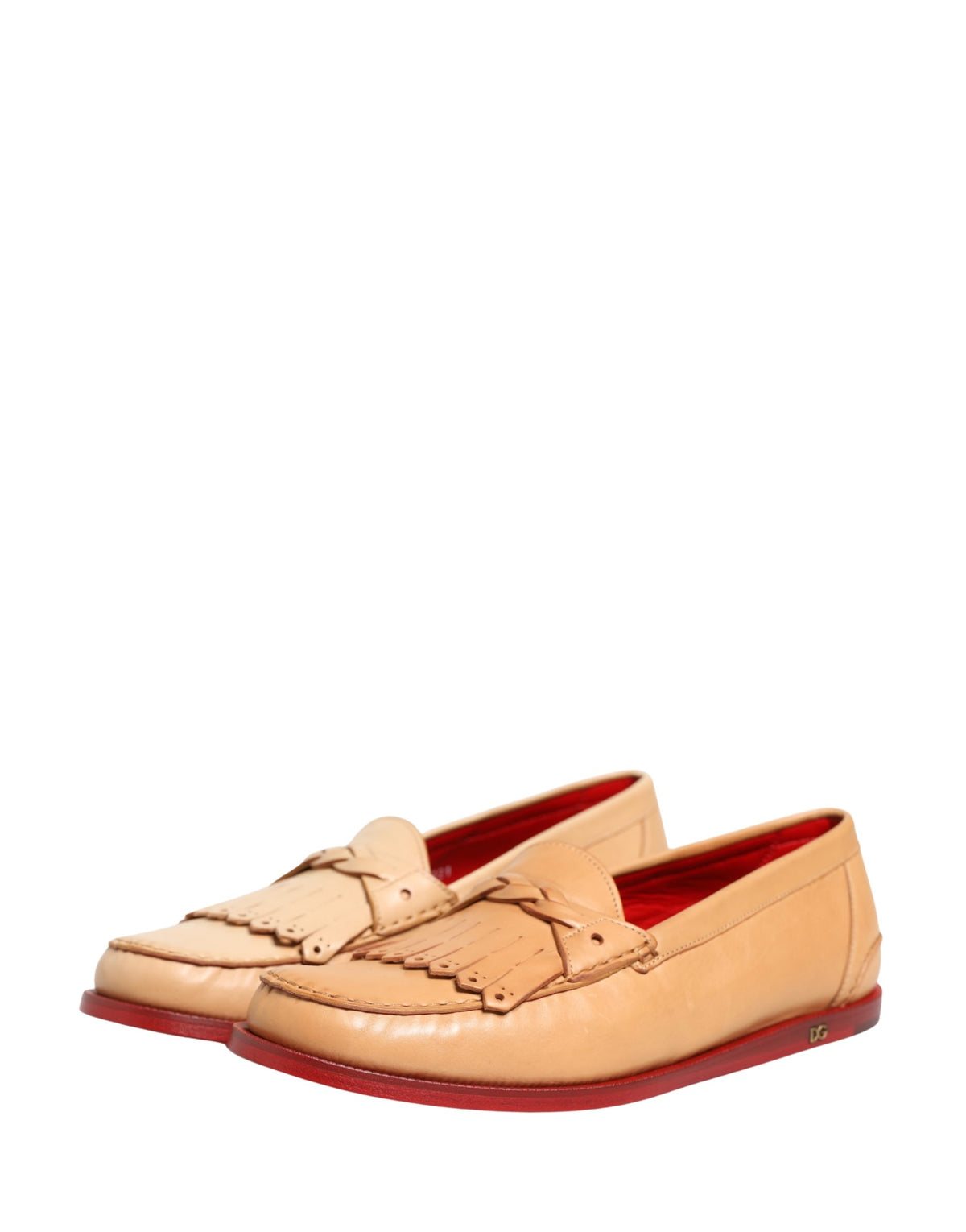 Dolce & Gabbana Beige Tassel Leather Men Slip On Loafers Men's Shoes (Pre-Owned)