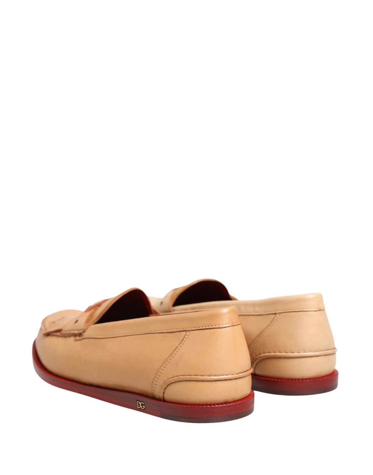 Dolce & Gabbana Beige Tassel Leather Men Slip On Loafers Men's Shoes (Pre-Owned)