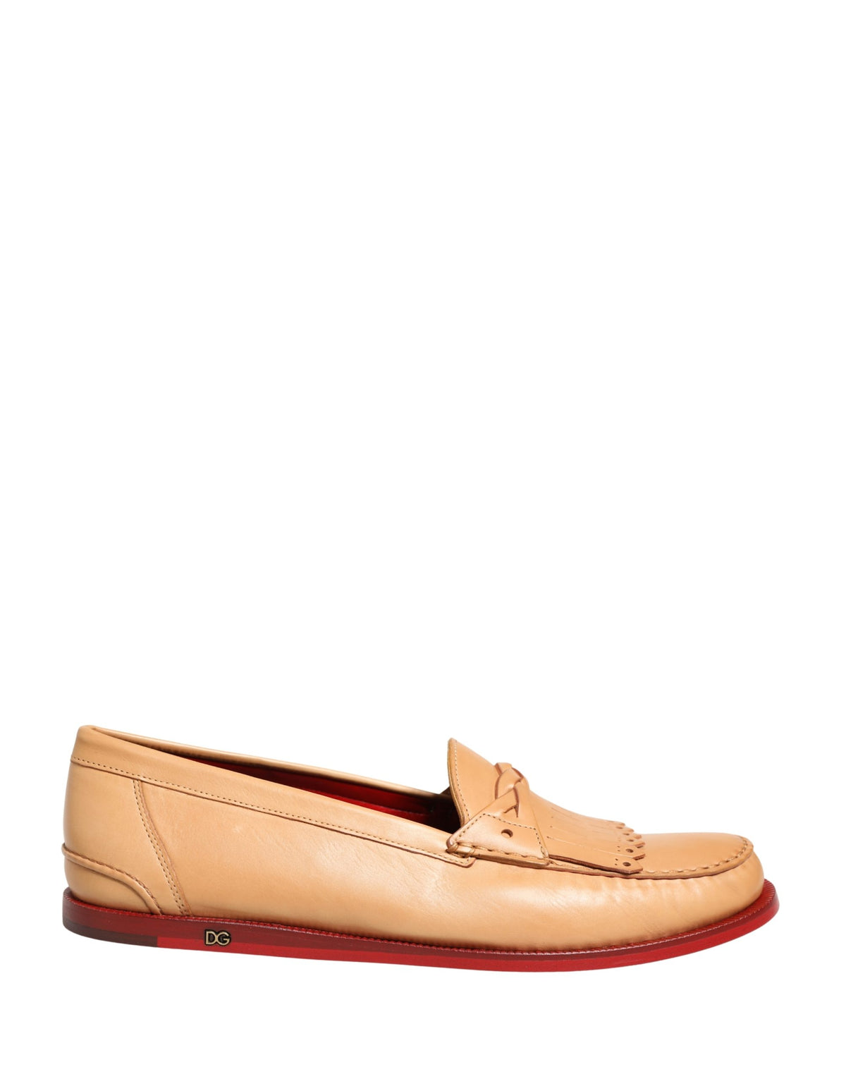 Dolce & Gabbana Beige Tassel Leather Men Slip On Loafers Men's Shoes (Pre-Owned)