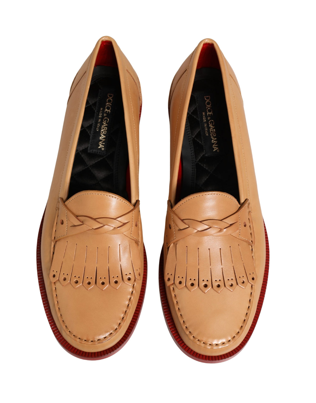 Dolce & Gabbana Beige Tassel Leather Men Slip On Loafers Men's Shoes (Pre-Owned)