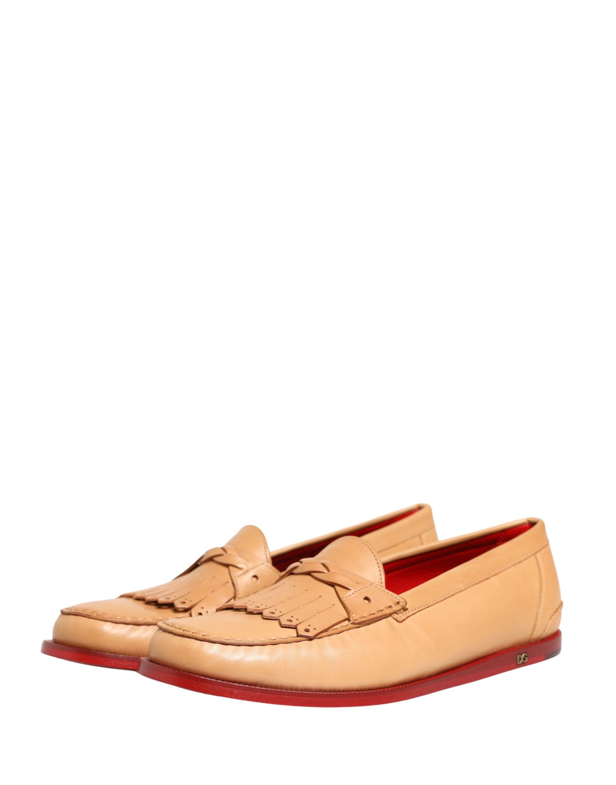 Dolce & Gabbana Beige Tassel Leather Men Slip On Loafers Men's Shoes (Pre-Owned)